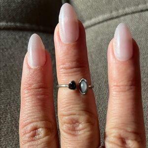 Elegant Silver and Black Stone Ring